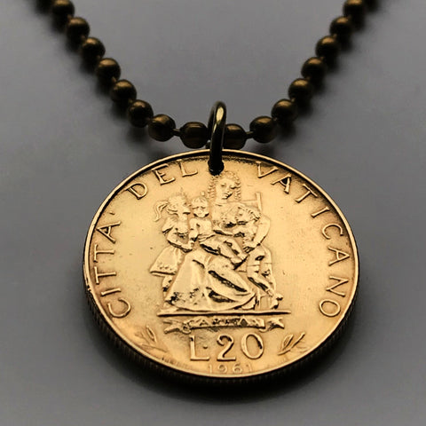 1960 Vatican Italy 20 Lire coin pendant Caritas charity virtue Holy See Rome apostolic episcopal diocese bishop pope Roman Catholic n002776