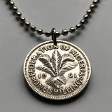 1959 Nigeria 1 Schilling Münze Anhänger Halskette Schmuck Palmblätter Abuja Afrikanische Pflanze Jos Ilorin Kaduna Enugu Zaria Warri Ikorodu Maiduguri Aba Ife n000197