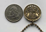 1952 Morocco Maroc 20 Francs coin pendant pentagram Rabat Fez Maghrebi Arab abjad Derdja Berber moors Africa Barbary Islam Hassaniya n000293