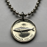 1967 Canada 10 Cent silver coin pendant Canadian mackerel fish Ottawa Ontario Yukon Alberta British Columbia Edmonton sea life n001530