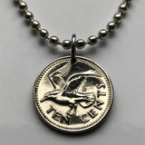 1973 to 2012 Barbados 10 Cents coin pendant Barbadian Tern bird swallow of the sea Bridgetown trident dolphin fish pelican caribbean 000571