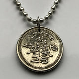 1968 Pakistan 25 Paisa coin pendant crescent moon star Tughra Karachi Balochistan Khyber Pakhtunkhwa Sindhi Islam Muslim Indus Iqbal n002796
