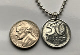 1967 Hungary 50 Filler coin pendant Hungarian Elisabeth Bridge Budapest River Danube Gellért Hill Magyarország Buda Pest necklace n002123