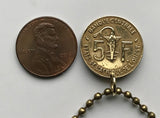 1974 West Africa 5 Francs coin pendant necklace jewelry gazelle antelope Ivory Coast Niger Haute-Volta Dahomey Bamako Niamey Lomé Cotonou Ewe Akan n000650