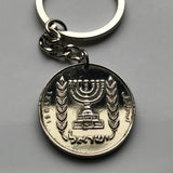 1967 Israel 1 Lira coin pendant Jewish Hebrew gold menorah 7 lamp stand Torah Judea Jerusalem Judaism Talmud necklace n002805