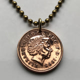 1976 United Kingdom Penny coin pendant portcullis England Leeds Amberley Hever Castle Westminster Palace Monk Bar York Edinburg Bury n000883