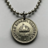 1894 Hungary Magyars 10 Filler coin pendant necklace Hungarian jewelry Saint Stephen Holy Crown Budapest Debrecen Jasz Pest Pannonian Basin Csangos Ugrians Magyarország Magyarok n002770