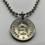 1894 Hungary Magyars 10 Filler coin pendant necklace Hungarian jewelry Saint Stephen Holy Crown Budapest Debrecen Jasz Pest Pannonian Basin Csangos Ugrians Magyarország Magyarok n002770