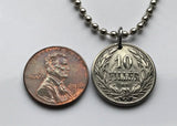 1894 Hungary Magyars 10 Filler coin pendant necklace Hungarian jewelry Saint Stephen Holy Crown Budapest Debrecen Jasz Pest Pannonian Basin Csangos Ugrians Magyarország Magyarok n002770