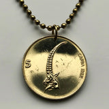 1993 Slovenia Slovenija 5 Tolarjev coin pendant necklace Slovene jewelry Alpine ibex steinbock wild mountain goat Ljubljana Velenje Novo Mesto Lake Bled Postojna Ptuj Cave Planica Julian Alps n002758