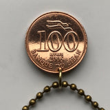 2006 Lebanon 100 Livres coin pendant Lebanese cedar tree Beirut Tripoli Jounieh Zahlé Sidon Aley Tyre Byblos Beqaa Valley Levantine Arabic Baalbek Batroun Nabatieh Zgharta Bint Jbeil Bsharri Baakleen Anjar Levant Cedars of God Mount Lebanon n001902