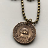 1908 Hungary Magyars 2 Filler coin pendant necklace jewelry Hungarian Holy Crown of Saint Stephen Szent Korona Budapest Debrecen Szeged Miskolc Pécs Győr Gellért Hill Nyíregyháza Jászság Fejér Hajdú-Bihar n000889