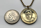 2008 Tanzania 200 Shilingi coin pendant necklace jewelry lion & cub Dodoma Tanganyika safari African Great Lakes Moshi Ngorongoro Wildlife park Bantu Maasai n001344