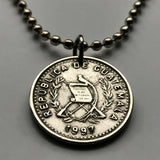 1991 Guatemala 10 Centavos coin pendant necklace resplendent quetzal bird Quiriguá Maya Pillar ruin Huehuetenango K’iche' Escuintla Jutiapa Petapa Tikal n000987