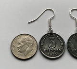 Germany 5 Pfennig coin earrings German eagle Berlin Stuttgart Düsseldorf München Bavaria Bonn World War 1 Iron coin dangle drop e000071