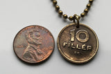 1946 Hungary 10 Filler coin pendant Hungarian peace dove Magyar Budapest bird pigeon River Danube Gellért Hill Magyarország Pest n000736