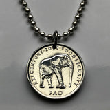 2000 Somalia 5 Schilling Münze Anhänger Elefant weiß Stern der Einheit Somali Soomaaliya gekröntes Schild Wappen Safari Zoowärter n002862