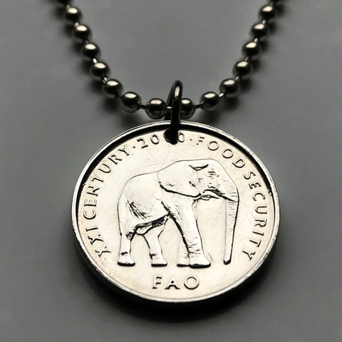 2000 Somalia 5 Schilling Münze Anhänger Elefant weiß Stern der Einheit Somali Soomaaliya gekröntes Schild Wappen Safari Zoowärter n002862