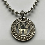 USA Washington DC Capital Transit Co. Token coin pendant initial W One Fare District of Columbia vintage relic souvenir necklace n002098
