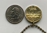 1996 Peru 20 Centimos coin pendant Peruvian shield escudo llama Chimu design Chan Chan birds ancient Trujillo adobe city Lima n002880