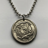 1981 Dominican Republic 25 Centavos coin pendant necklace jewelry escudo Dominicano Santo Domingo Santiago Punta Cana Cibao La Vega Puerto Plata San Cristóbal La Romana Boca Chica Ciudad Colonial San Pedro Macorís n000125