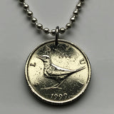 2017 Croatia Hrvatska 1 Kuna coin pendant necklace jewelry Croatian nightingale bird Zagreb cute small passerine songbird Marten Adriatic Sea n000262