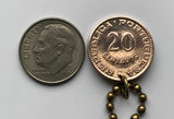 1962 Angola 20 Centavos coin pendant necklace fashion jewelry Angolan Luanda Lubango Ondjiva Cunene Province Lunda Norte Bantu Mbunda Ambundu Kimbundu n001898