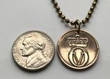 1961 Norway Norge Noreg 2 Ore coin pendant Black Grouse game bird initial O V Oslo Norwegian Norge Viking rooster cock pigeon necklace n000093