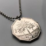 1981 Iraq 1 Dinar coin pendant necklace Iraqi palm trees Baghdad Arab Kurds Persian Gulf middle east Tigris Euphrates n002932