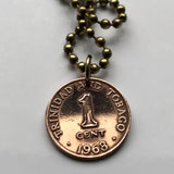 1971 Trinidad Tobago Cent coin pendant Scarlet Ibis Cocrico Arima Couva Scarborough Soca carnival steelpan limbo Caribbean n000398