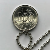 2003 Lebanon Liban 100 Livres coin pendant Lebanese cedar tree Beirut Tripoli Jounieh Zahlé Sidon Aley Tyre Byblos Beqaa Valley Levantine Arabic Baalbek Batroun Nabatieh Zgharta Bint Jbeil Bsharri Baakleen Anjar Levant Cedars of God Mount Lebanon n002852