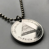 2002 Nicaragua 1 Cordoba coin pendant necklace jewelry Managua Nicoya Nicaraguenses pyramid Sumo Rama Bilwi Jinotega Bluefields Ocotal Central America n001432