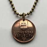 1998 Slovakia 50 Halierov coin pendant necklace tower of Devín Castle Bratislava Slovenska watchtower Slovak Czechoslovakia Danube n002209