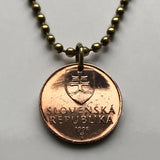 1998 Slovakia 50 Halierov coin pendant necklace tower of Devín Castle Bratislava Slovenska watchtower Slovak Czechoslovakia Danube n002209