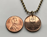 1998 Slovakia 50 Halierov coin pendant necklace tower of Devín Castle Bratislava Slovenska watchtower Slovak Czechoslovakia Danube n002209