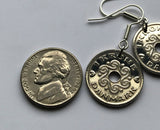 Denmark Danmark 1 Krone coin Danish earrings initial M Copenhagen Randers Danskere Danes Scandinavian Nordic Funen Lolland king queen e000073