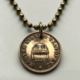1896 Hungary Magyars 1 Filler coin pendant necklace jewelry Hungarian Holy Crown of Saint Stephen Szent Korona Budapest Debrecen Szeged Pannonian Jasz Basin Csangos Ugrians Buda n000395