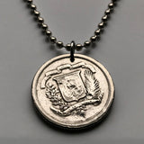 1981 Dominican Republic 25 Centavos coin pendant necklace jewelry escudo Dominicano Santo Domingo Santiago Punta Cana Cibao La Vega Puerto Plata San Cristóbal La Romana Boca Chica Ciudad Colonial San Pedro Macorís n000125