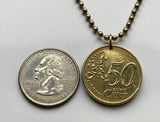 2002 Austria Österreich 50 Euro Cent coin pendant necklace jewelry secession building Vienna Wien Villach Bregenz Styria Carinthia Vorarlberg n002959