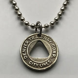 vintage! 1950's Denver, Colorado Tramway Corp. City Lines coin token pendant streetcar Transportation Good For One Fare USA transit n002923