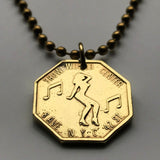 New York City strip tease Peep Show coin token pendant necklace jewelry Show World Center Times Square 42nd street dancing lady bachelor party NYC n001735