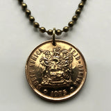 1970 South Africa 2 Cents coin pendant wildebeest gnu antelope Cape Town Pretoria Bloemfontein Azania Johannesburg Port Elizabeth Vereeniging Soshanguve Gauteng Limpopo Nguni Bantu Zulu Afrikaan safari Table Mountain n000545