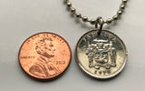 Colgante de moneda de 5 centavos de Jamaica de 1975, cocodrilo jamaiquino, caimán, patois, piñas, Montego Bay, Kingston, Ocho Ríos, collar n.° 000142