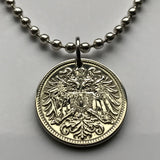 1915 Austria 10 Heller coin pendant Austrian eagle Vienna Salzburg Habsburg Wien crown Osterreich Budapest Hungary jewelry n000973