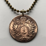 antique 1800! Osterreich Austria 1 Kreuzer coin pendant double headed Habsburg eagle Innsbruck Habsburg Vienna Tirol Alps Austrian crown n002956