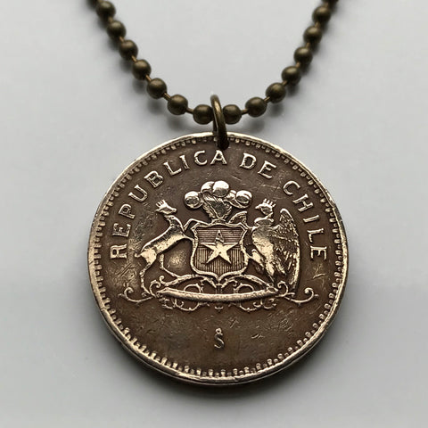 1998 Chile 100 Pesos coin pendant Santiago estrella de plata cóndor huemul Araucanía Iquique Rancagua La Pintana Temuco Coquimbo n000339