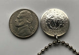 1893! USA 5 Cents Lady Liberty Nickel V coin pendant Americana freedom Pennsylvania Maryland Connecticut Rhode Island United States n001239c