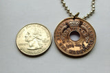 1959 Nigeria 1 Penny coin pendant necklace jewelry Nigerian hexagram Abuja Lagos black shield West Africa Zuma Rock Victoria Island Harcourt Ibo Benin n000839