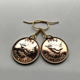 1945 United Kingdom Great Britain 1 Farthing Wren Jenny bird coin earrings London Leicester Coventry Cardiff Belfast English British WWII World War 2 e000001
