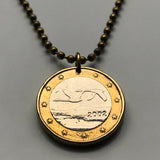 2002 Finland Suomi Euro coin pendant flying Whooper Swans Helsinki Finnish Finns Suomalaiset Nordic Scandinavian viking jewelry n003049